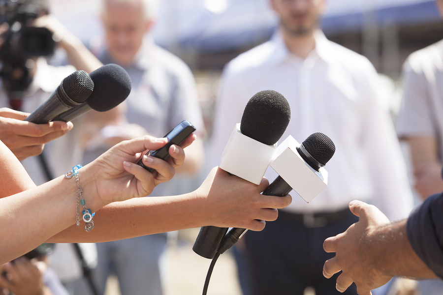 microphones and recorders being used for an interview